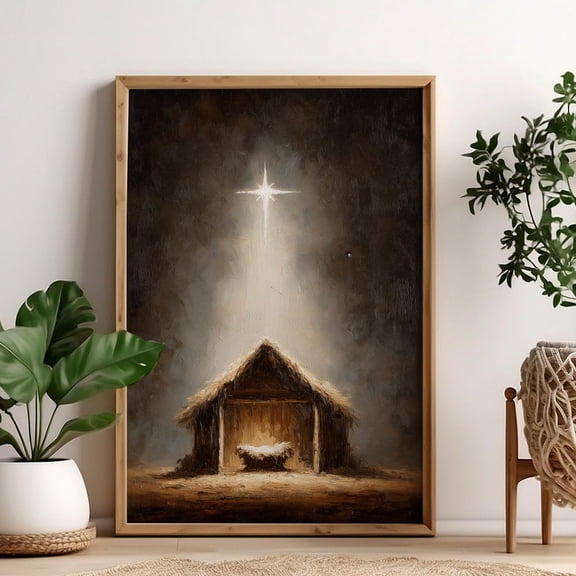 Nativity Scene Bethlehem Star Christmas Holy Night Poster