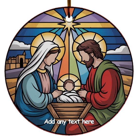 Nativity Scene Ceramic Ornament Custom Text Ornament for Boy or Girl, Family & Friends, Christmas 2025 Tree Decoration