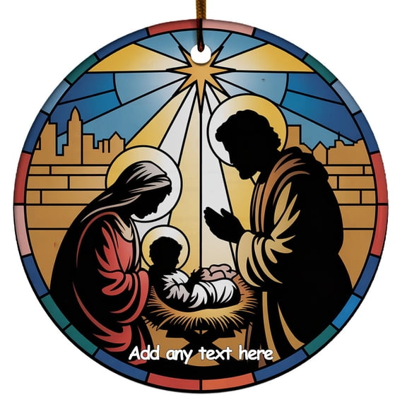 Nativity Scene Ceramic Ornament Custom Text Ornament to Hang on Christmas Tree, Gift for Family, Friends, Boy & Girl, Christmas 2025