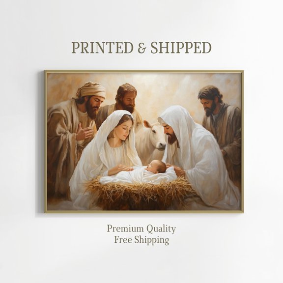Nativity Scene Christian Christmas Holy Family Jesus Art Classic Art Poster , Poster Print Only