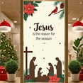 thumbnail image 1 of Nativity Scene Christmas Banner Cross Design Religious Display Cardinal Bird Poinsettia Flower Nativity Backdrop for Christmas Celebration Church Event Religious Gathering, 1 of 9