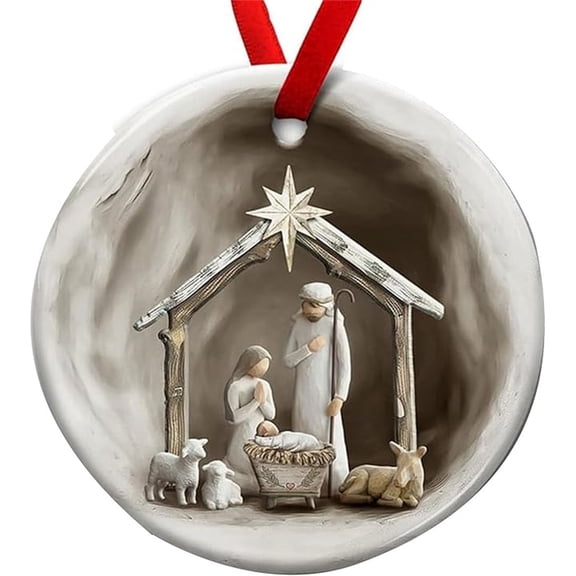 Nativity Scene Christmas Decorative Ornaments, Unique Jesus Nativity Ornament - Holy Family Tradition Gifts, Religious Christian Church Decorations