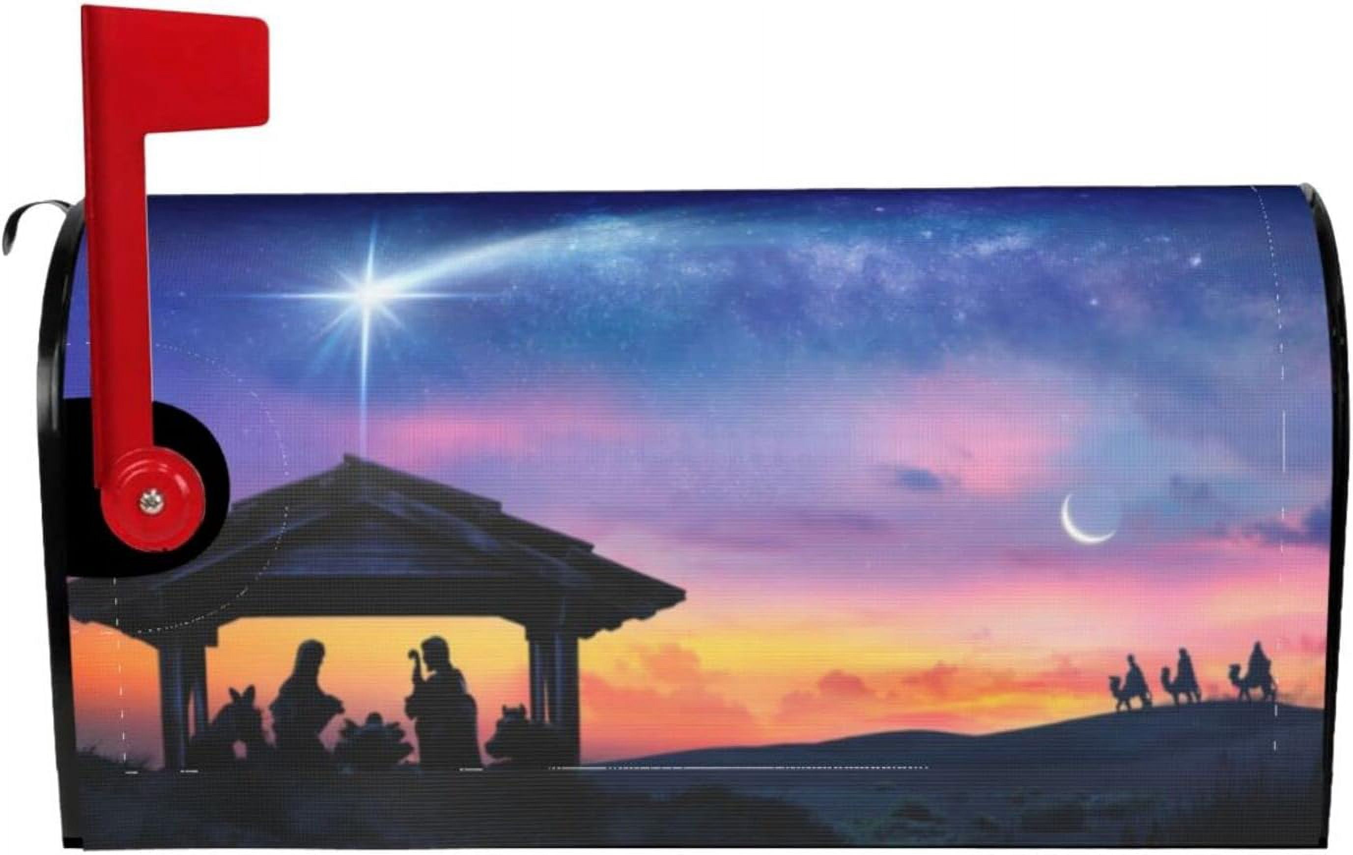 Nativity Scene Christmas Mailbox Magnetic Post Mailbox Cover Garden Decor Outdoor Large 25.5" X 21"