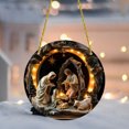 thumbnail image 1 of Nativity Scene Christmas Ornament Round Acrylic Holy Family Hanging Decorations for Xmas Home Door Wall Window Decor, 1 of 7