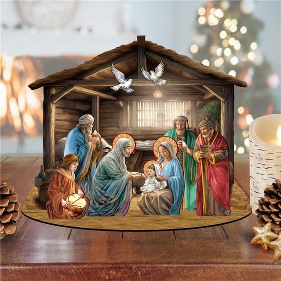 Nativity Scene Decorative Village Eco Wood Set by G. Debrekht Nativity Holiday Decor - 852763