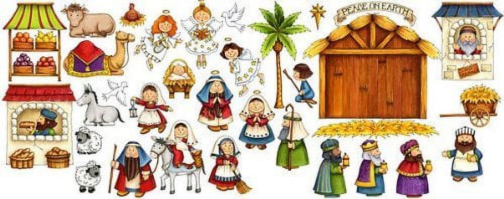 Nativity Scene Felt Figures For Flannel Board Stories Birth Of Jesus Christmas Precut & Ready To Use - image 1 of 2