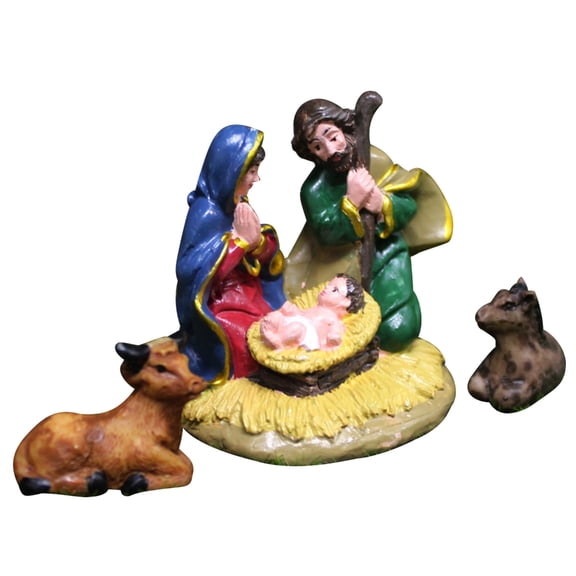 Nativity Scene Figures Resin Statue Holy Family Artwork for Shelf Fireplaces Christmas Decoration