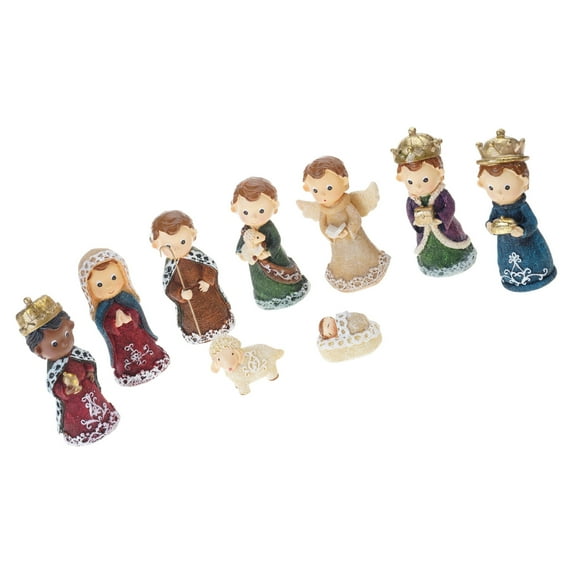 Nativity Scene Figurines - Handcrafted Manger Holy Family Statue Indoor Christmas Centerpiece Holiday Decoration (119 chars)