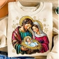 thumbnail image 1 of Nativity Scene Glitter Sweater, Christian Baby Jesus Bible Verse Sparkle Coquette Christmas Sweatshirt, 1 of 5