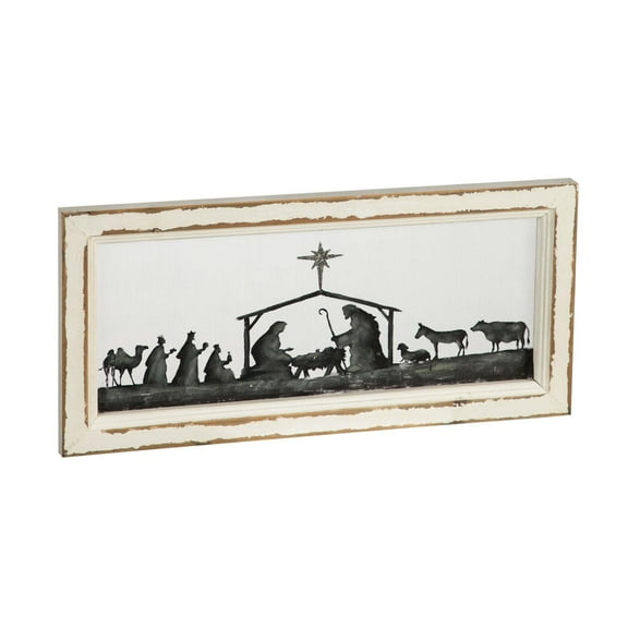 Nativity Scene Hand Painted Screen Wood Frame Wall Dcor