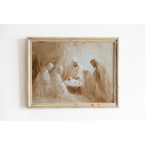 Nativity Scene Holy Family Bethlehem Star Poster, Unframed Paper Poster 8x10in