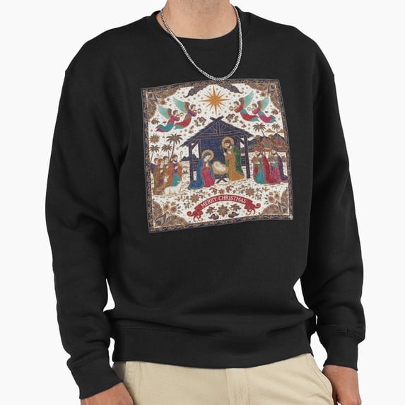 Nativity Scene Jesus Christmas Religious Retro Aesthetic Graphic Vintage Unisex Sweatshirt - Unique Gift Tee G2633, Up to Size 5XL