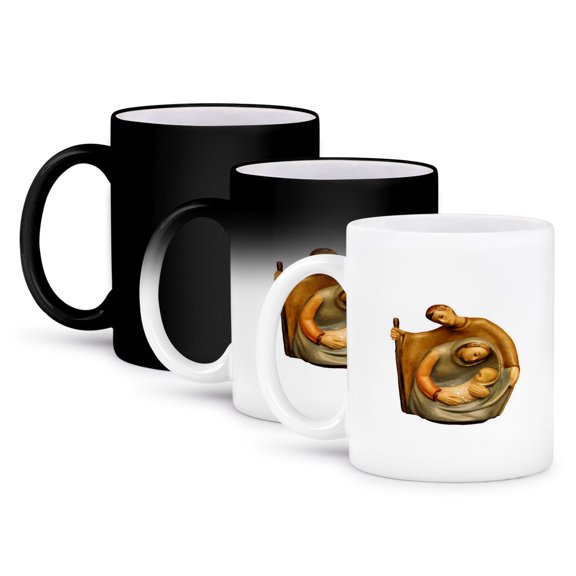 3dRose, Nativity Scene Mary Joseph and Jesus, 11oz Magic Transforming Mug