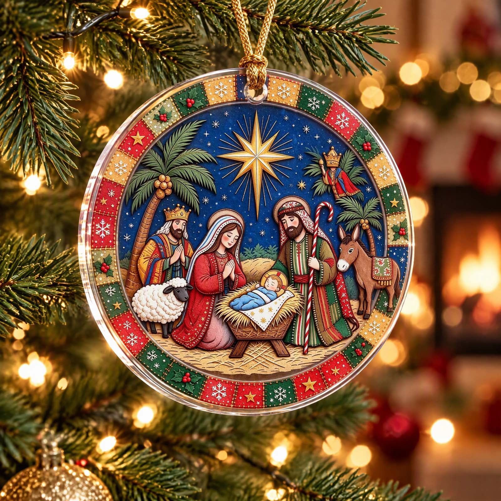 Nativity Scene Ornament, Acrylic Christmas Ornament, Religious ...