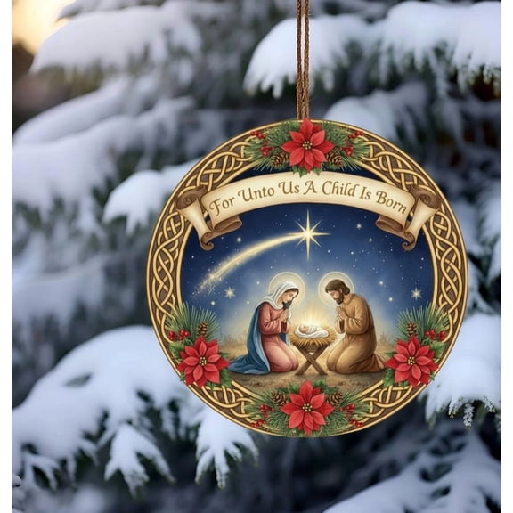 Nativity Scene Ornament Ceramic Holy Family Christmas Decor Manger Scene Figurine For Christmas Tree Display Holiday Tabletop Decoration White Ceramic