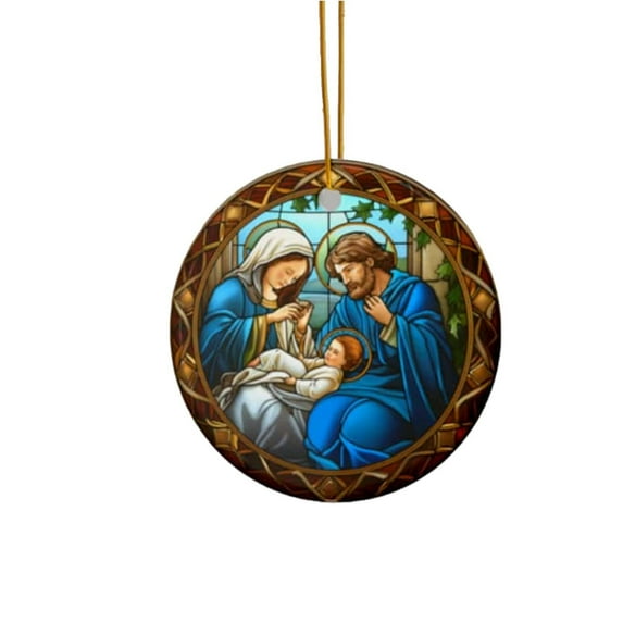 Nativity Scene Ornament Christian Christmas Ornament The Birth of Jesus Blessing Ornament Xmas Tree Car Rearview Mirror Hanging Decor Gifts