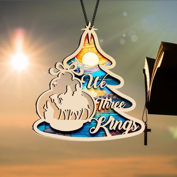 Nativity Scene Ornament, Christian Gift, Away in a Manger, Religious Christmas, Holy Family Manger Scene, Jesus Suncatcher