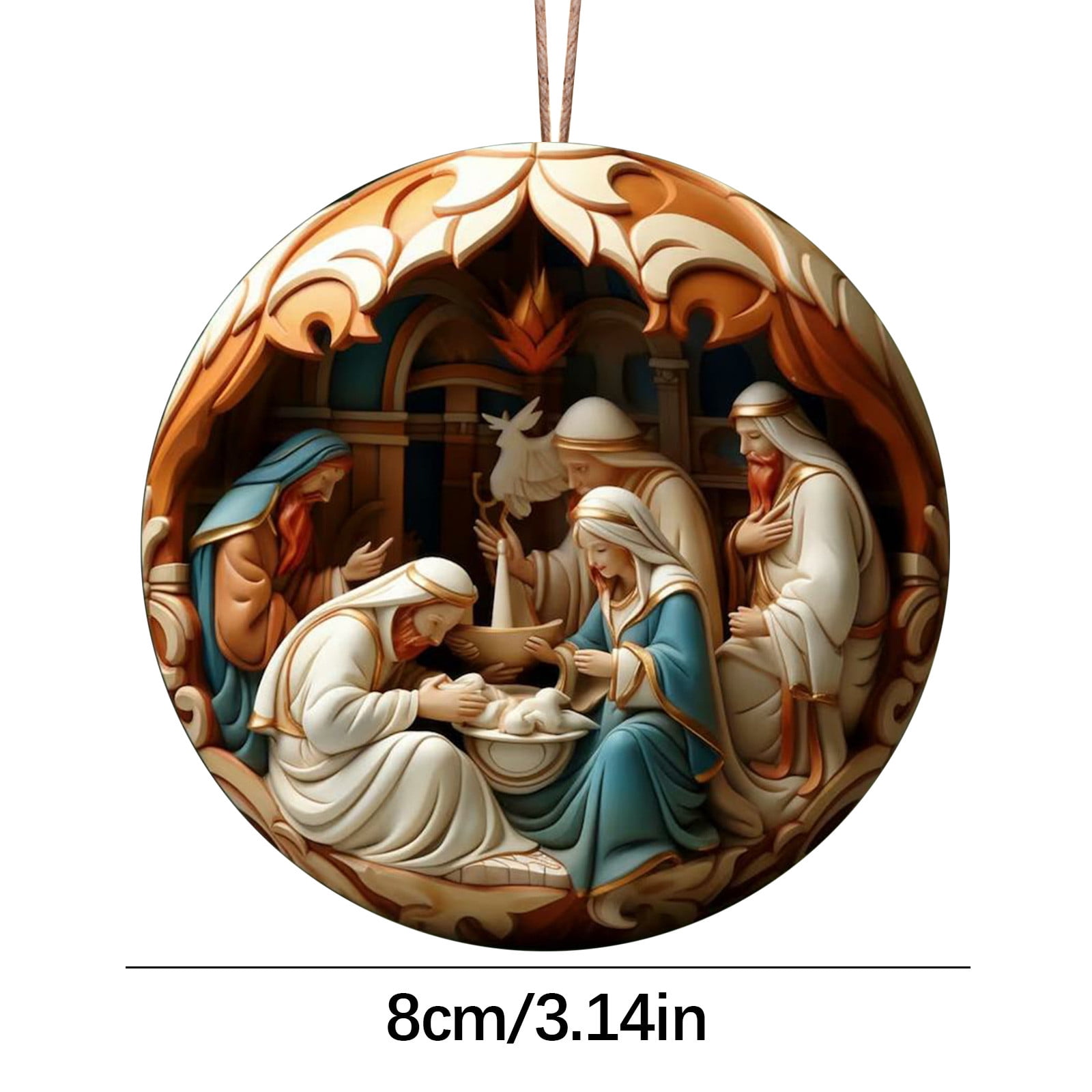 Nativity Scene Ornaments Christmas Wooden Hanging Ornament Multilayer