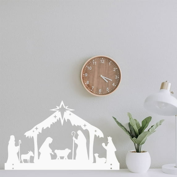 Nativity Scene Outdoor Decorations, Religious Christmas Yard Ornaments, Wrought Iron Silhouette Christmas Eve Metal Stake Set for Family Tradition, All-Weather Stable