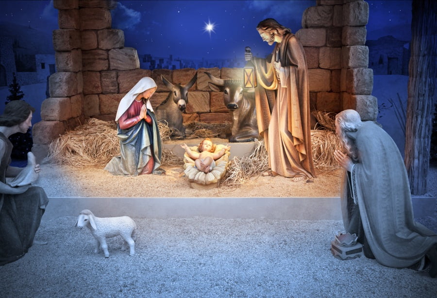 Nativity Scene Photography Backdrops Jesus Birth Angel Christian Room ...
