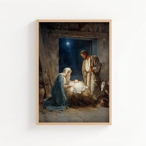 Nativity Scene Print, Abstract Birth Of Jesus Wall Art