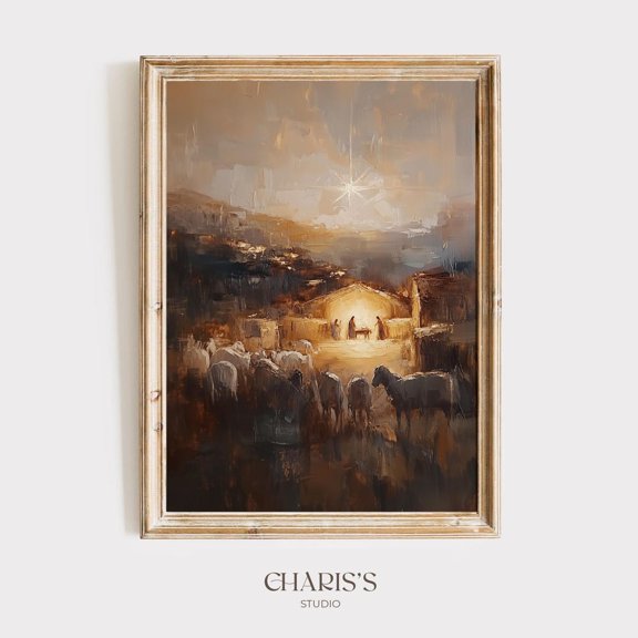 Nativity Scene Print: Festive Noel Wall Art UNFRAMED PAPER POSTER, Home Decor, Vintage Gift, Living Room Dercor