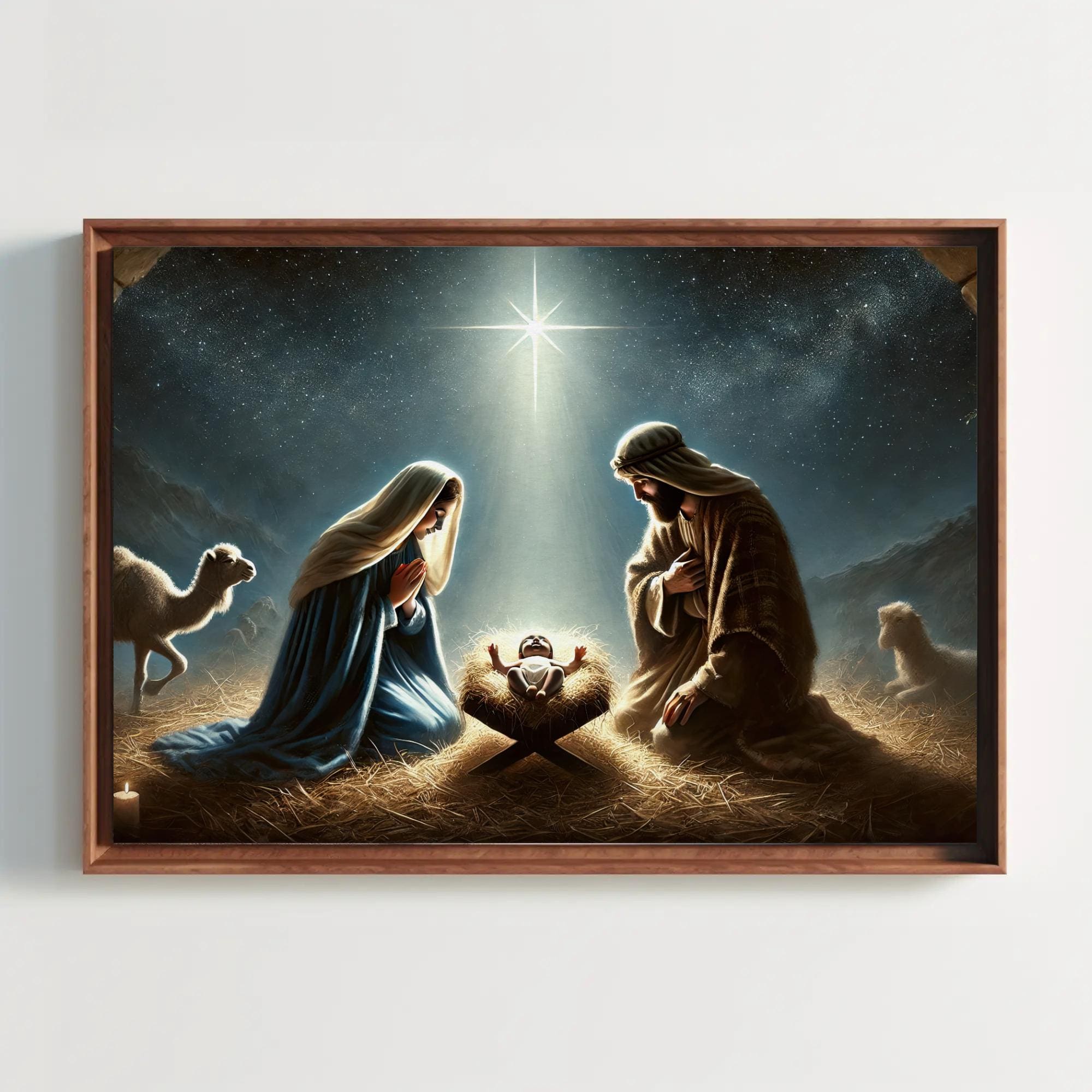 Nativity Scene Print, Holy Family Under The Star Of Bethlehem ...