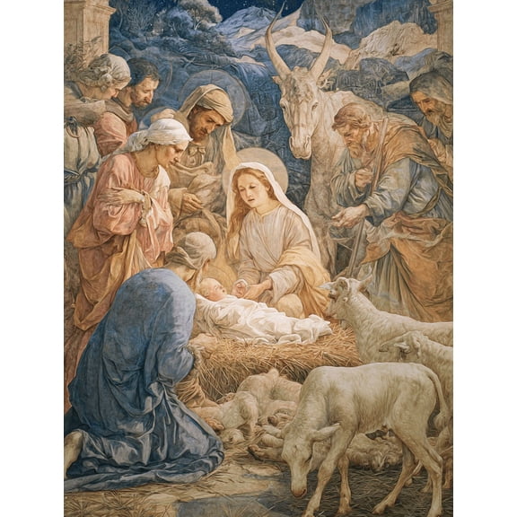 Nativity Scene Religious Canvas Print Wall Art for Living Room Bedroom Dining Room Hallway Office Gallery Wall Decor