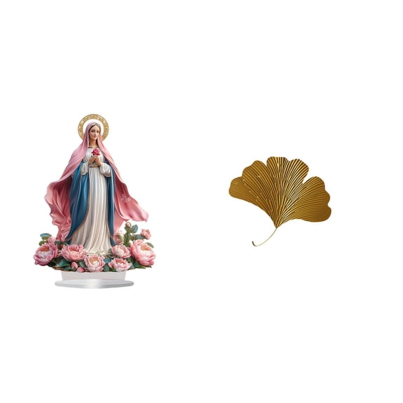Nativity Scene Sculpture Acrylic Ginkgo Leaves Standing Ornament Abstract Leaf Design for Home Party Decor