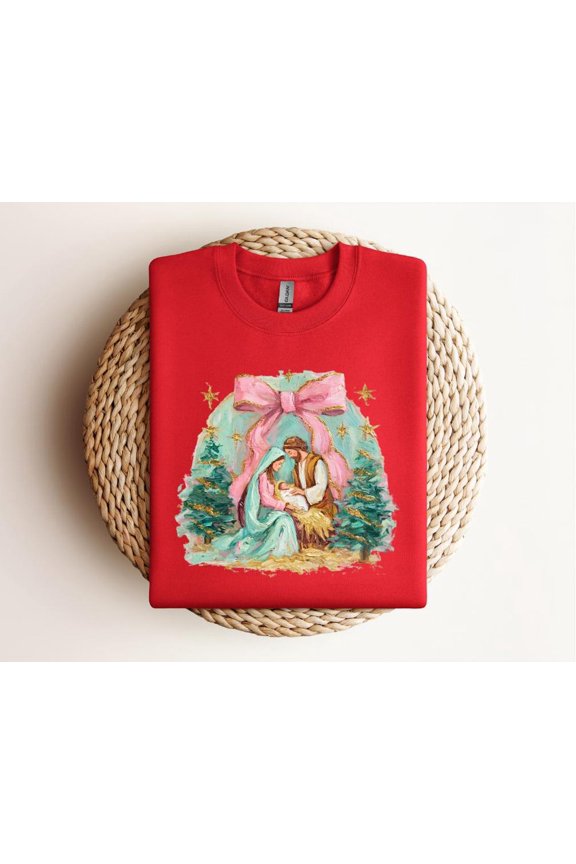 Nativity Scene Shirt, Holy Family Tee, Jesus Mary Joseph Top, Christian, Religious T-Shirt for Faith Lovers, sweatshirt All Size S-5Xl