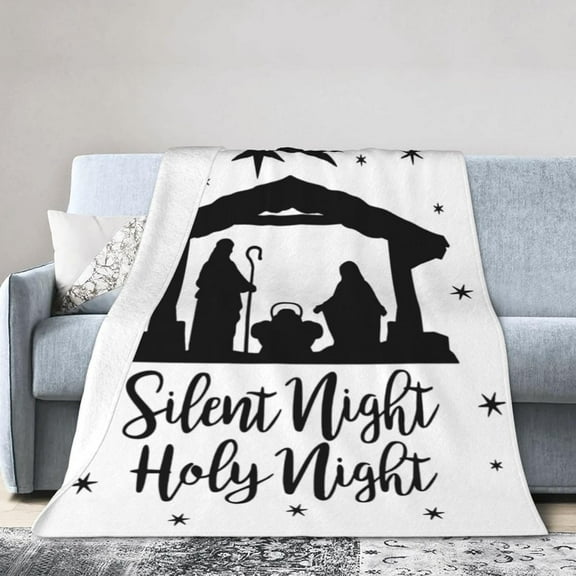 Nativity Scene Silhouette Blanket Super Soft Flannel Blanket Comfy Cozy Throw Blanket Couch Lightweight Blankets for Living Room Bedroom 60"x50"