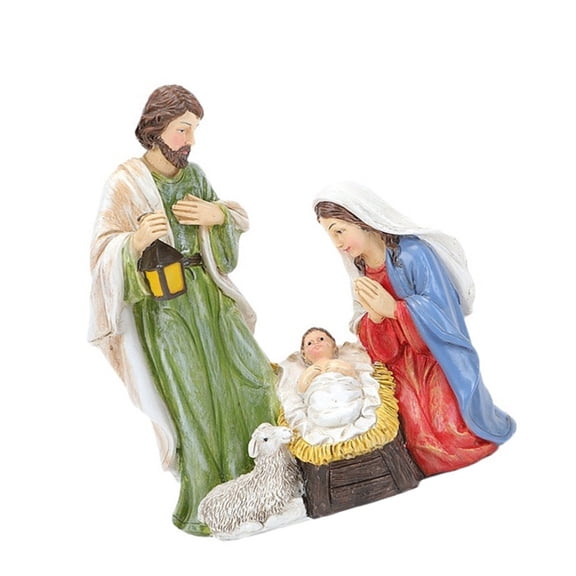 Nativity Scene Statue Christmas Manger Decorations Set Resin Wisemen Figurines for Home Holiday Church Decoration
