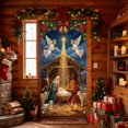 thumbnail image 1 of Nativity Scene Theme Christmas Door Cover 71x35 In, Privacy Door Window Curtains Holiday Door Banners for Front Door, Hanging Porch Banner Sign Photo Background for Indoor Outdoor Party Decoration, 1 of 5