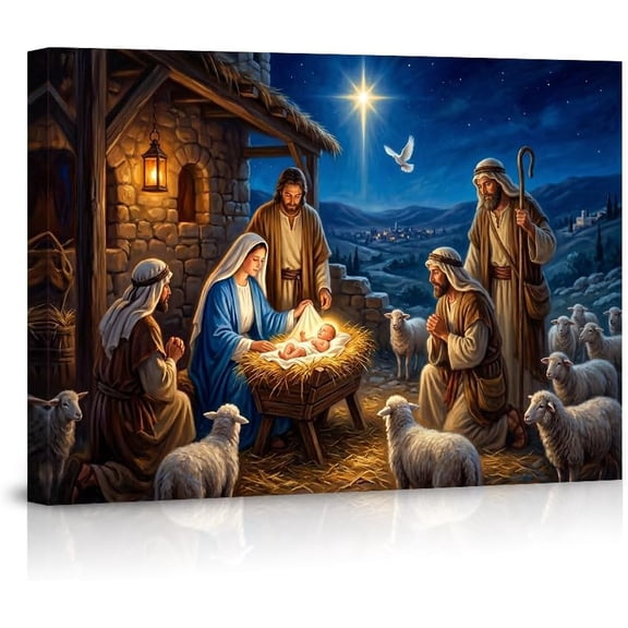 Nativity Scene Wall Art Christian Religious Home Decor Christmas Art Poster