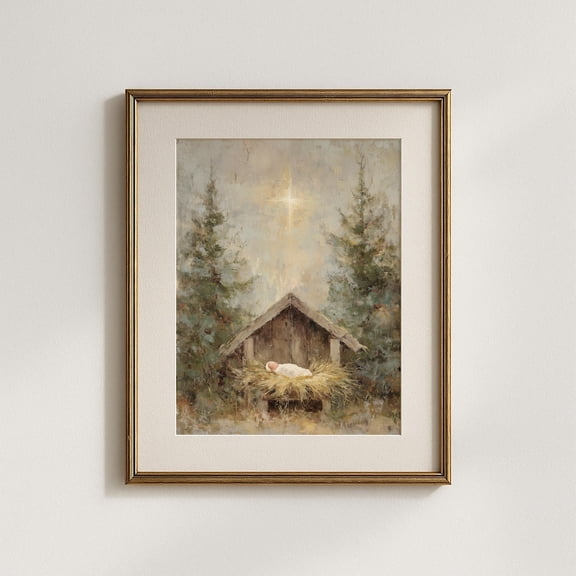 Nativity Scene Wall Art Print Christian Bethlehem Christmas Room Decor