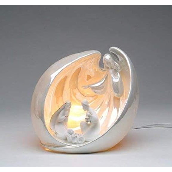 Nativity Scene with Overlooking Angel, Lighted, 9 by 7-Inch, Light Bulb and Cord Included$$Home Decor, Kitchen, & Other