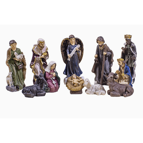 Nativity Set 11 Piece Resin Christmas Scene with Baby Jesus and Animals for Home Decor