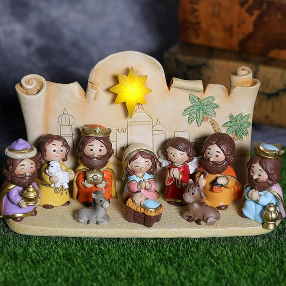 Nativity Set,Nativity Scene Indoor,Nativity Sets for Christmas Indoor,Nativity Scene Christmas Decor,Nativity Scene Indoor Table,Christmas LED Nativity Manger Set Decoration Christmas Gift Decoration
