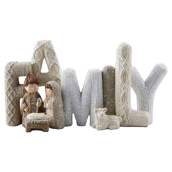 Nativity Set Resin with Lamb Elegant Christmas Festive Small Holy Family/ Indoor Figures Ornament for Living Room Desktop Decor -