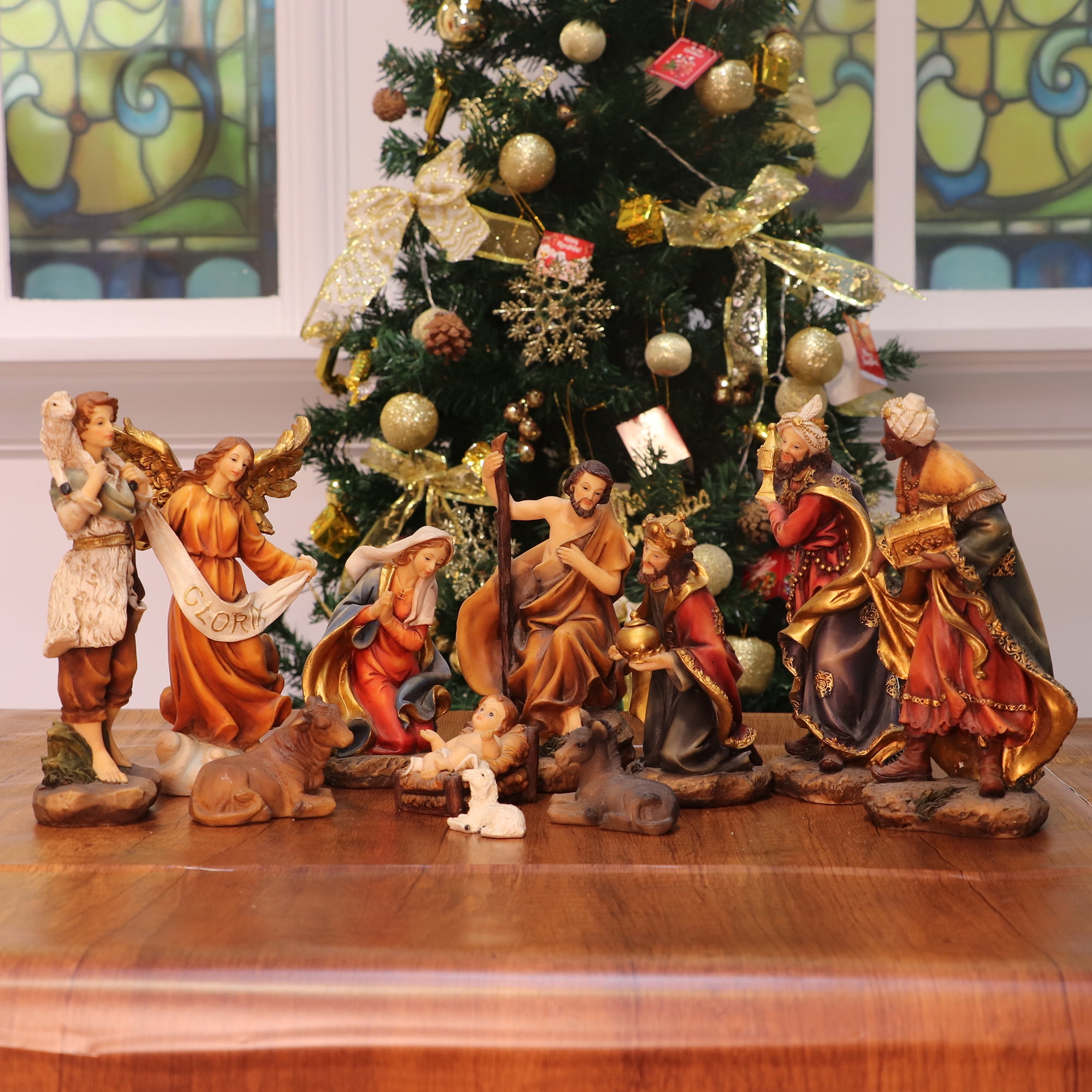 Nativity Set Scene Christmas Ornament Indoor Gift 11 Piece 8''