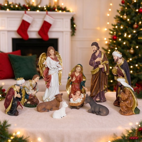 Nativity Set Scene Christmas Ornament Indoor Holiday Gift 11 Piece 5''