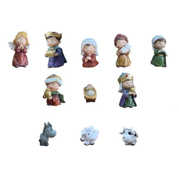 Nativity Set for Kids, 11PCS/Set Resin Mini Nativity Scene Set, Educational Nativity Scene Christian Toys for Christmas Decor Gifts Nativity Scene