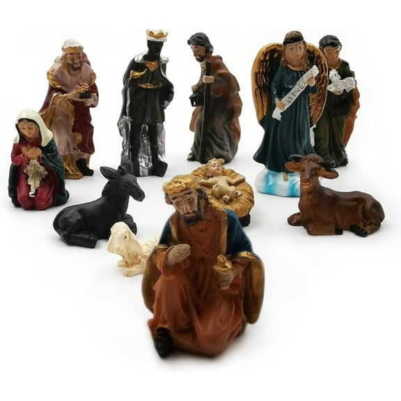 Nativity Sets for Christmas, 11pcs/ Set Christ Birth of Jesus Ornament Gifts Nativity Scene Crafts Resin Christmas Figurine Decoration Catholic Figurines
