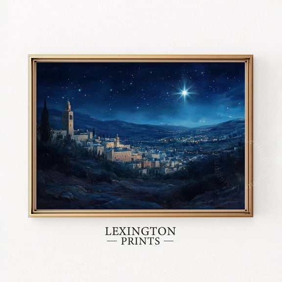 Nativity Star Bethlehem Vintage Wall Art, Unframed Paper Print Size 8x12