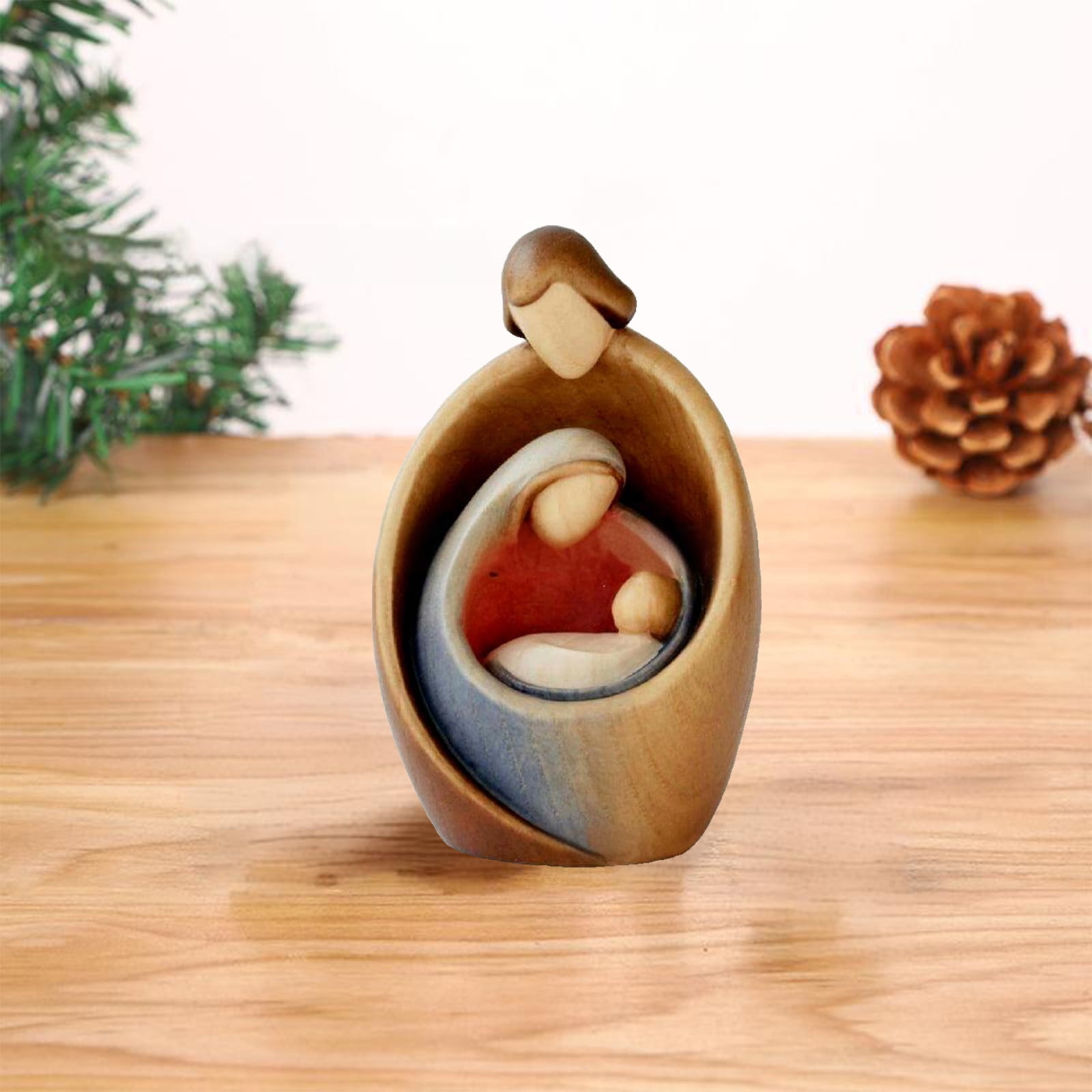 Nativity Statue 2.75 in Resin Nested Nativity Figurine, Small Holy Family Desk Decorations, Nativity Scene Ornament for Home Office Decor Gift