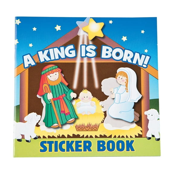 5" x 5" Nativity A King is Born Paper Sticker Books - 12 Pc.