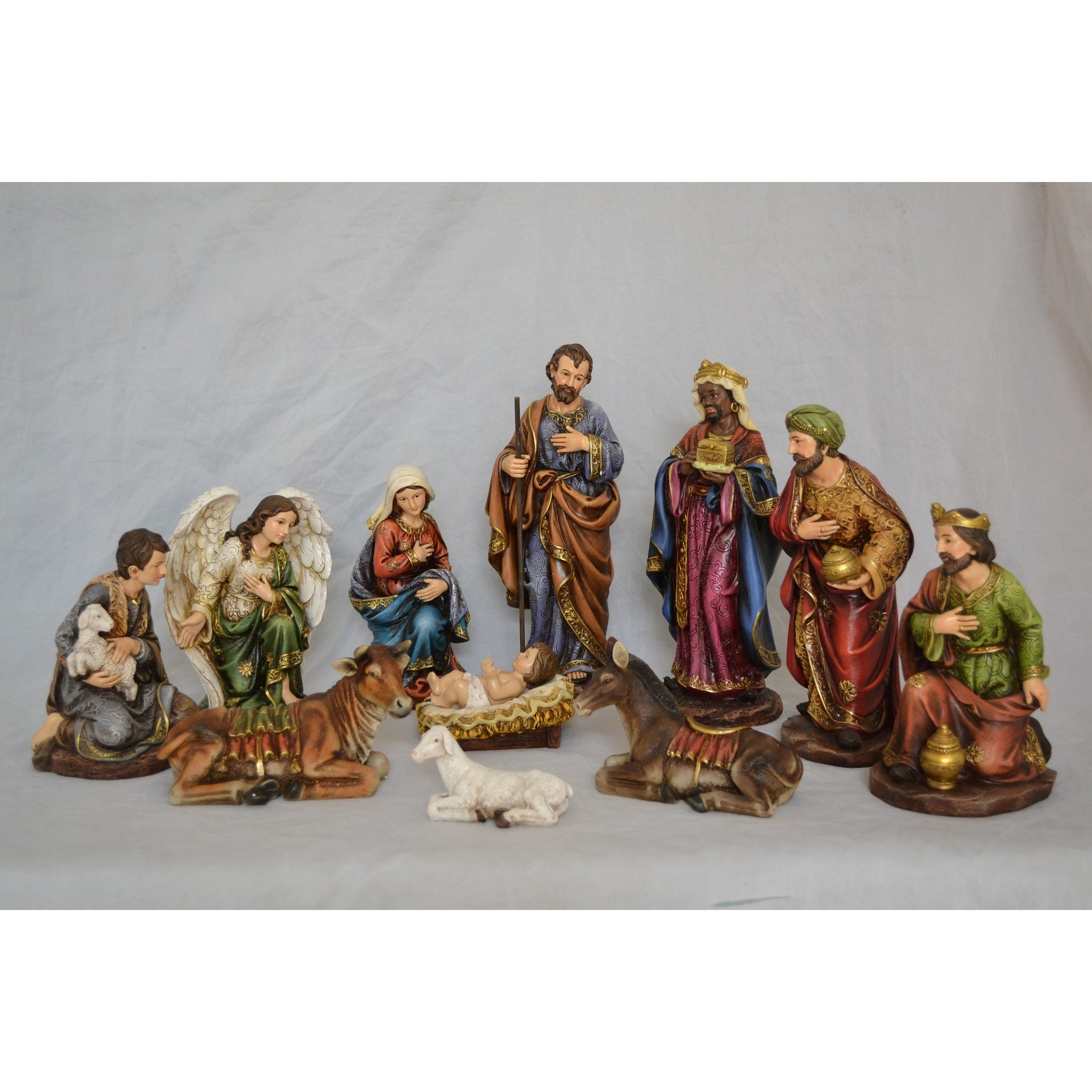 12-Inch Hand-Painted Polyresin Nativity Figurine Set