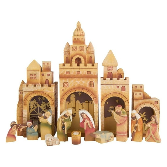 Nativity Village Set - Sets for Christmas Indoor - Manger Scene Decorations - Christmas Nativity - Holy Family Scene - (15 PC Set)