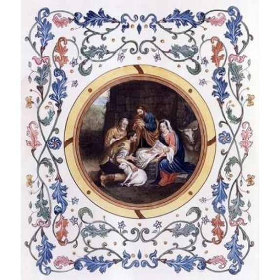 Nativity With Illuminated Border Poster Print by Bartolome Esteban Murillo (12 x 12)