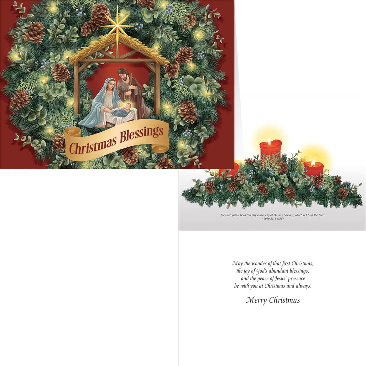 Nativity Wreath Christmas Card Set of 20